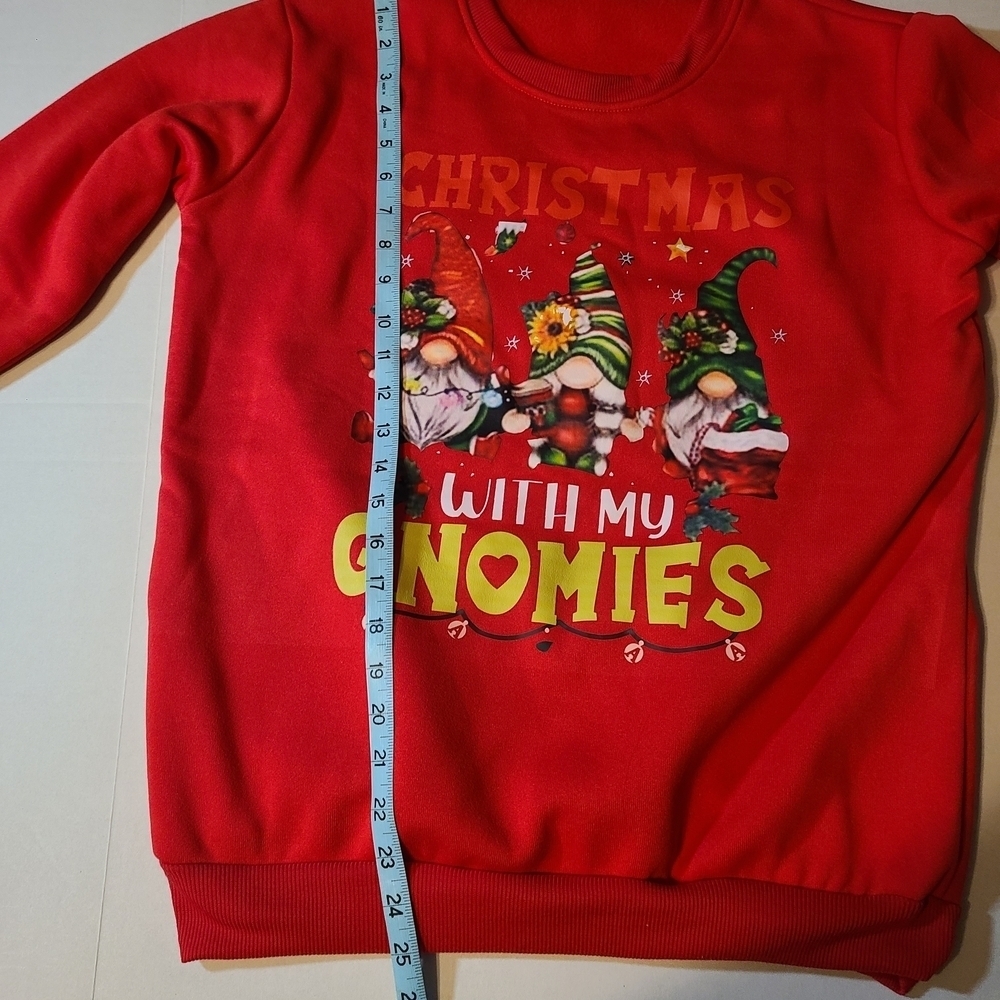 Red Christmas With My Gnomies Holiday Festive Sweatshirt Womens Medium - Picture 8 of 10